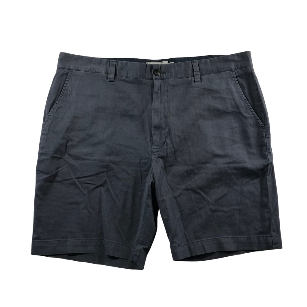Grayers Mens 40W Bermuda Cotton Linen Stretch Shorts Grisaille Blue Flat Front